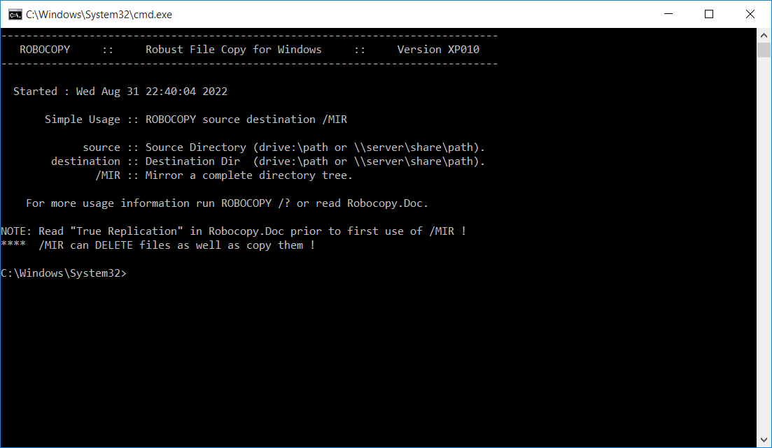Robocopy Usage Information
