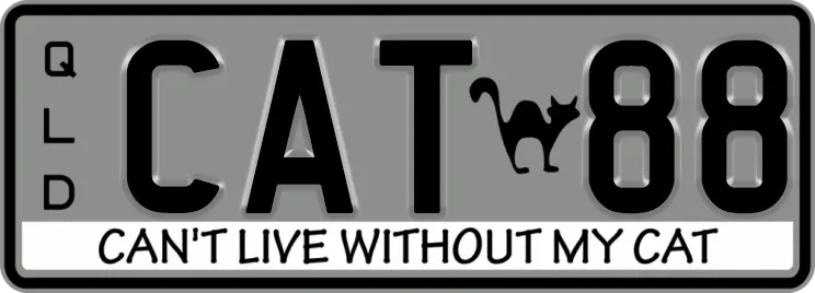 "Can't live without my cat" Number Plate